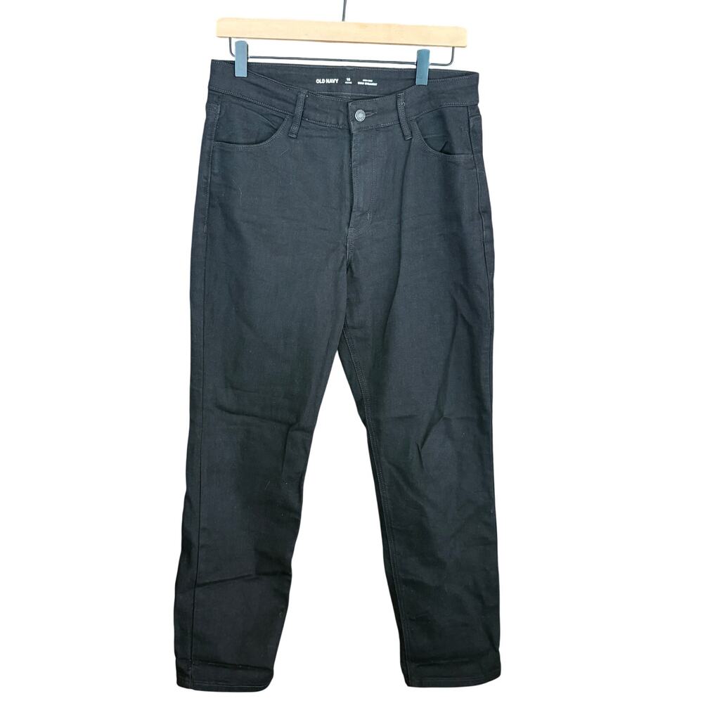 Old Navy High Rise Wow Straight Leg Jeans 30 10 10P 30P Petite Black Denim